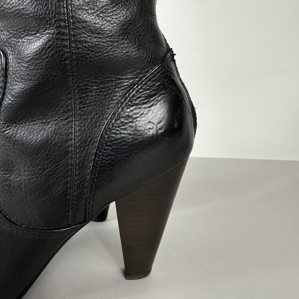 Frye Regina Zip Black Leather Boots - Picture 8 of 12